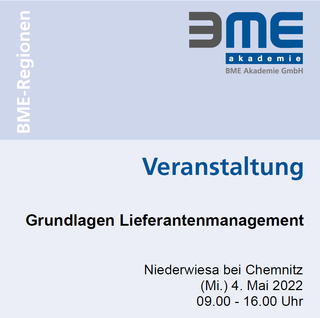 Akademie vor Ort am 4.5. - Grundlagen Lieferantenmanagement